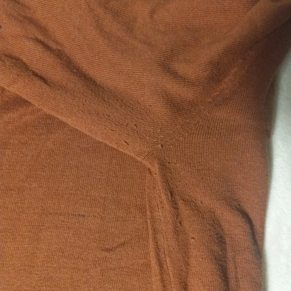 Alan Flusser Mens COTTON Cashmere 1/4 Zip Pullover Sweater RUST BROWN X-LARGE
